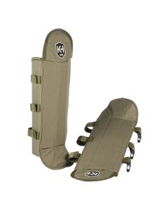 One pair of OD Green Knight & Hale Snake Gaiters with adjustable straps and the Knight & Hale logo embroidered at the top