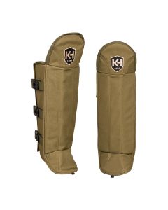 One pair of OD Green Knight & Hale Snake Gaiters with adjustable straps and the Knight & Hale logo embroidered at the top