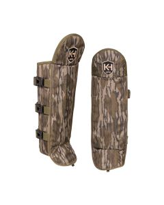 One pair of Knight & Hale Snake Gaiters with adjustable straps and the Knight & Hale logo embroidered at the top - in Mossy Oak Original Bottomland camo